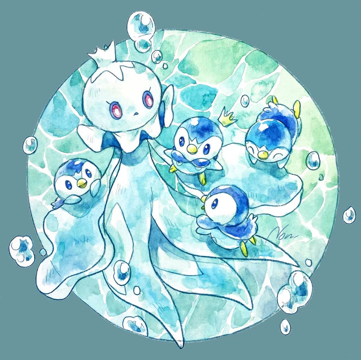 ポケモン「#水ポケモンの日 」|ノンシャン🌸春色ポケモンのイラスト