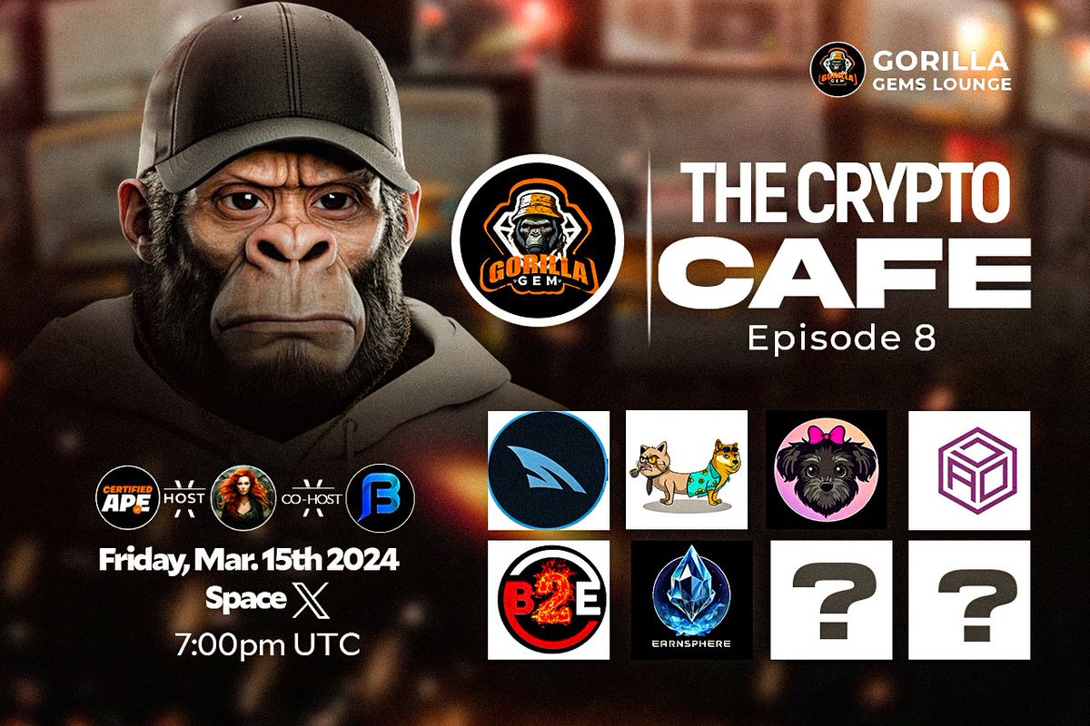 Meet our Guest Crypto Cafe Ep8 

We have <a href="/RaidSharks/">RaidSharks</a> 
We have <a href="/CatDogeETH/">CatDoge</a> 
We have <a href="/myracoinonsol/">Myra | Solana Chain</a> 
We have @DefiAllOddsEth
We have @BURN2EARNCOIN. 
And for the first time we have an official Co-host <a href="/BeyondFOMO/">BeyondFOMO</a>
For today! we are super excited to reveal our new guest on the