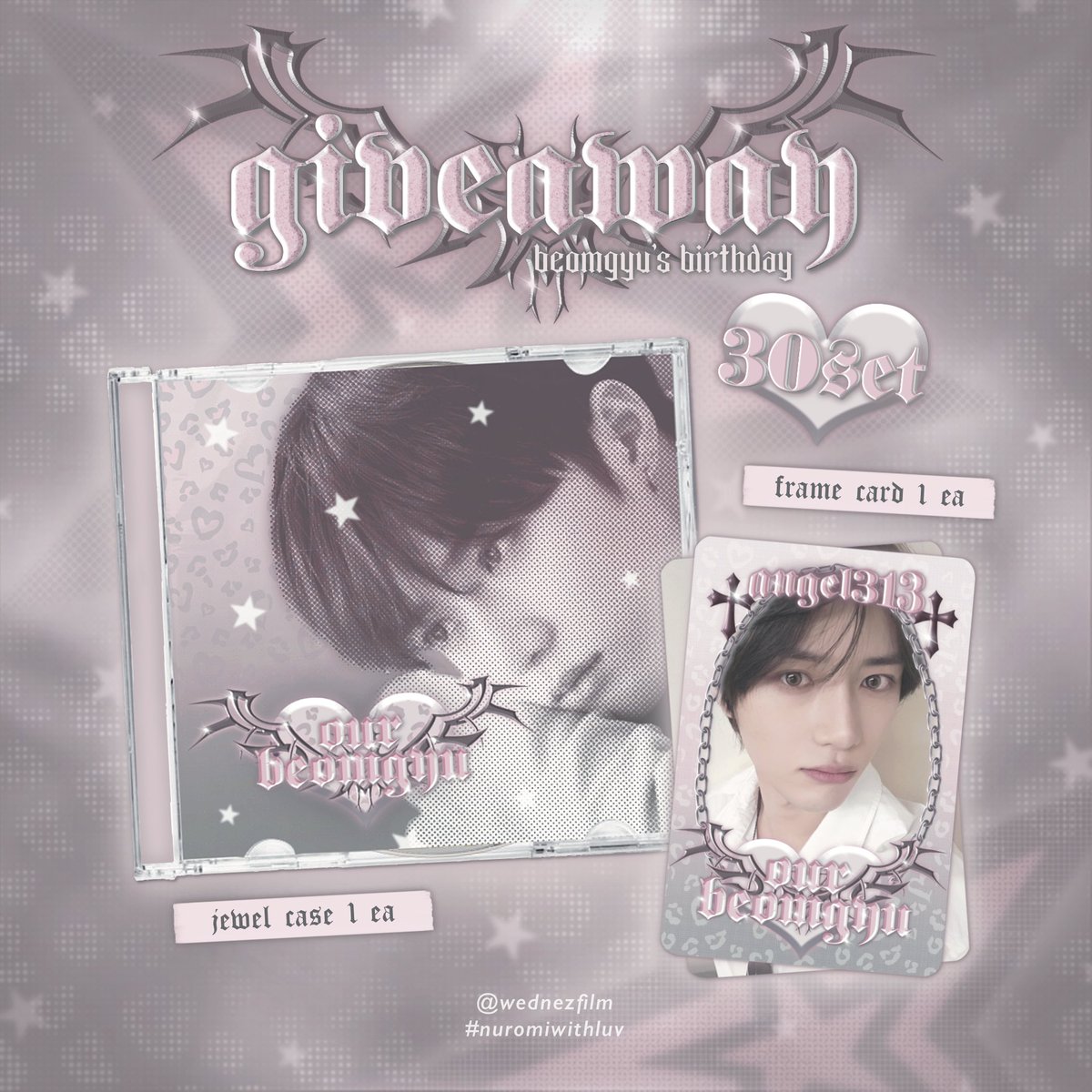 wednezfilm's tweet image. ˖ * ♰ ༚༺ 𝐆✟𝐕𝐄🅐𝐖𝐀𝐘 ༻༚ * ♰ ˖
       𝔰𝔞𝔱 𝟐𝟑 𝔪𝔞𝔯𝔠𝔥 ◦ 𝔱𝔦𝔪𝔢 𝔱𝔟𝔞

𓆩𝟑𝟎 𝖘𝖊𝖙 🪦 𝖒𝖊𝖗𝖈𝖍𓆪
♱ 𝔧𝔢𝔴𝔢𝔩 𝔠𝔞𝔰𝔢
♱ 𝔣𝔯𝔞𝔪𝔢 𝔠𝔞𝔯𝔡

𓉸ྀི 𝖗𝖙 𝔞𝔫𝔡 𝖘𝖍𝖔𝖜 𝔱𝔥𝔦𝔰 𝖙𝖜𝖊𝖊𝖙 ☠ྀི

#BEOMGYU #범규
#PSILOVEBEOMGYU