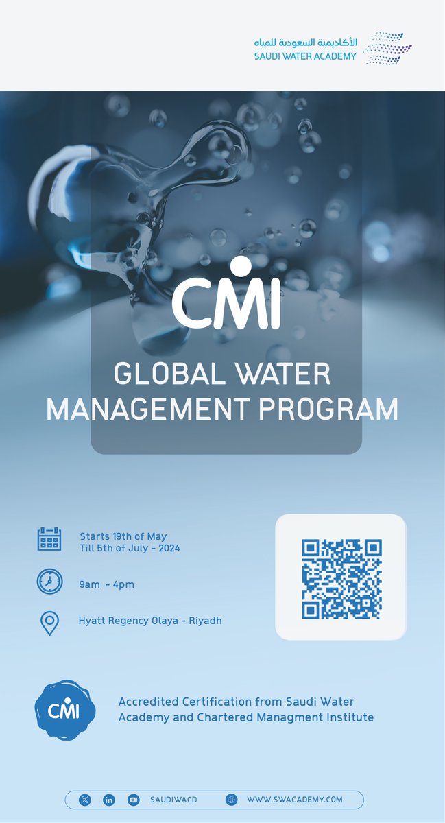 wa_academy's tweet photo. Embark on a mission to address the global water crisis with #SWAcademy. Explore sustainable water management practices and empower yourself to shape a resilient and equitable water future. #WaterManagement #Sustainability #GlobalWaterCrisis

For Registration:
https://t.co/87XVTZwu7E