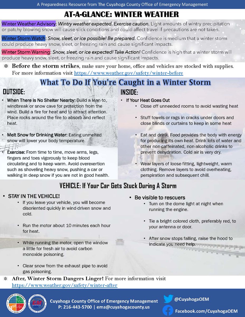 3/10/24 @ 6:51 am - @NWSCLE has upgraded the Winter Weather Advisory to a Winter Storm Warning for @CuyahogaCounty from now until 10:00 pm Sunday March 10th, 2024. #ClickThePic for Winter Weather Safety Tips: