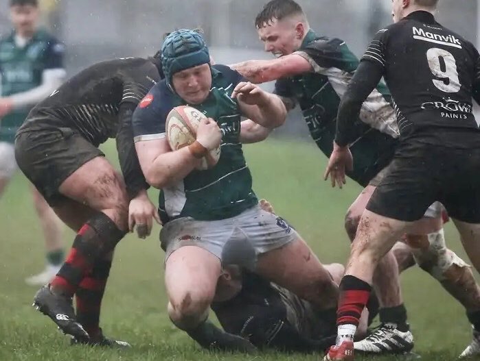 GrosvenorRFC's tweet photo. A hard fought 32-30 victory in difficult conditions at Carrick yesterday made in five wins in a row for the 1st XV (pic courtesy of Sam Smyth). A very youthful 2nd XV lost away to a strong Armagh 3rd XV. #ptbas https://t.co/R5nMwEnLuW