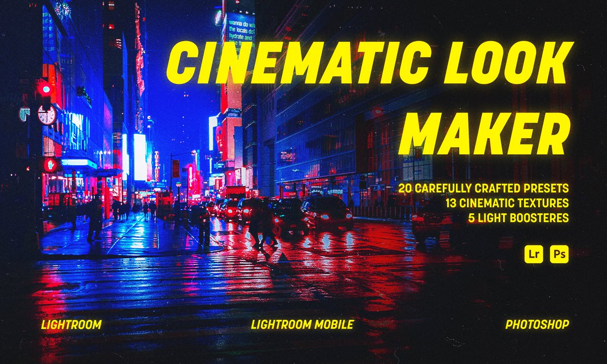 creativestockk's tweet photo. Cinematic Look Maker is a tool to make your photos look cinematic! Color presets for Lightroom and Photoshop, each created from up to 30 photos! Plus amazing effects and reliable textures. For only $13.90
https://t.co/O1Dr89Wv4T https://t.co/JAdzqLnhSu