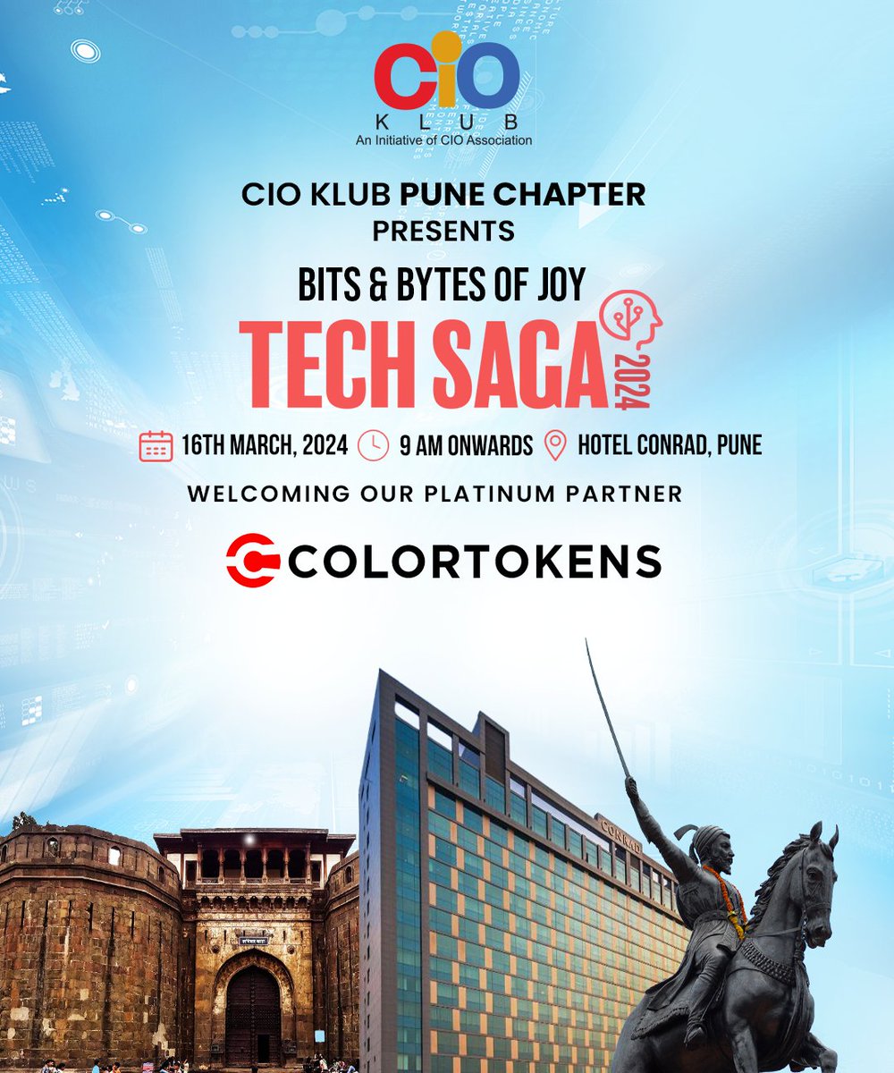 CIOAssociation's tweet image. Colortokens joins hands with CIO Klub Pune Chapter as the Platinum Partner for Tech Saga 2024, bringing you the essence of "Bits &amp;amp; Bytes of Joy" in technology. 

Stay tuned for more updates!

#CIOKlub #PuneChapter #TechSaga2024 #Dynatrace #PlatinumPartner #KnowledgeSharing