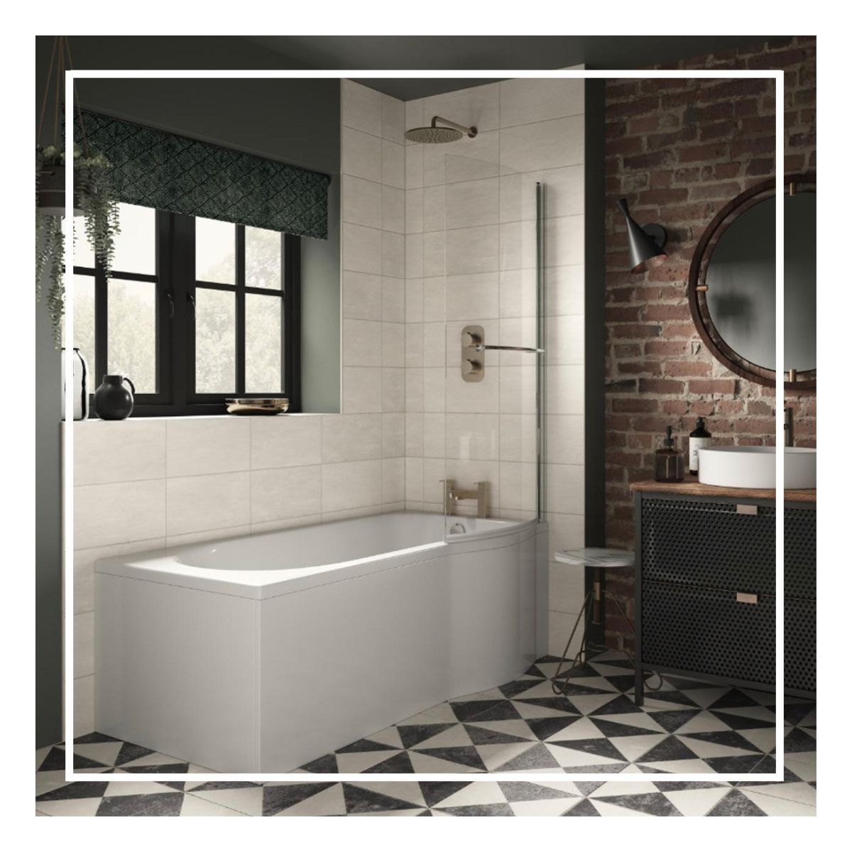 Can't fit both a bath AND a shower in your dream bathroom? The P shape bath is your solution! This clever design combines luxury with practicality, offering a spacious bathing experience & a comfortable shower area - all in one! #PShapedBath #PShapedBathroom #PShapedTub #Bath