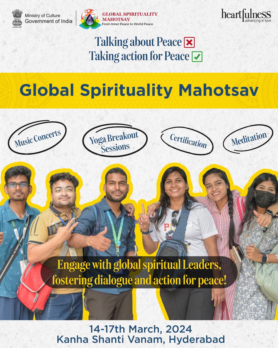heartfulnessnor's tweet photo. Be part of historic event towards #peace #compassion #harmony Join #GlobalSpiritualityMahotsav hosted in collaboration with @MinOfCultureGoI & @heartfulness at @kanhashantivan India. #innerpeacetoworldpeace #peacemob #peacenow Register: https://t.co/NgTmUrwIxX @AmritMahotsav https://t.co/vaZIF3SjBE