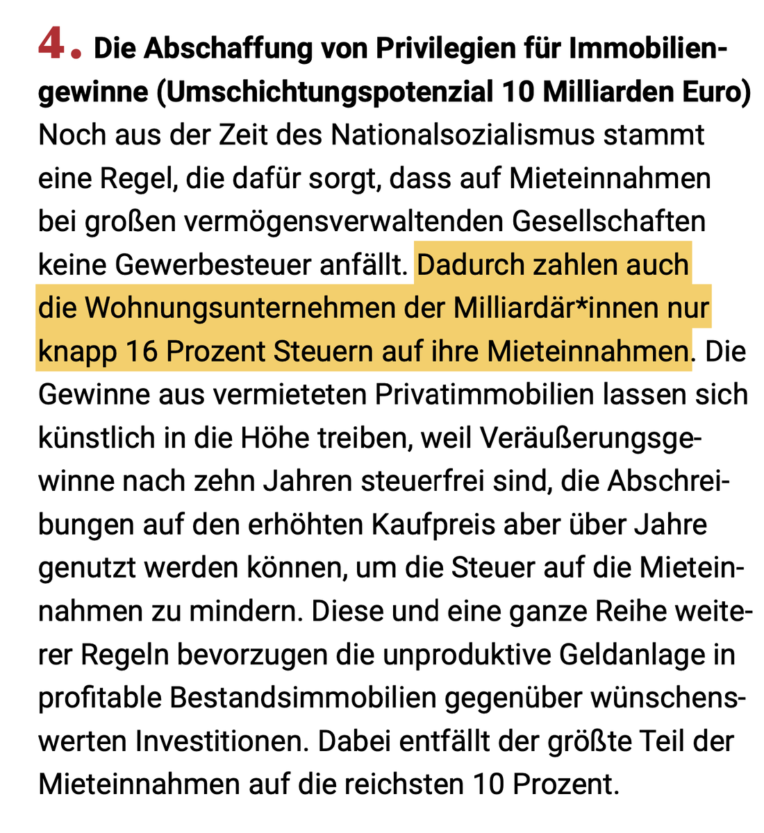 Wer jeden Tag für die Gesellschaft schuftet zahlt bis zu 42% Einkommenssteuer.  

Wer gemütlich zu Hause sitzt, seinen Cappuccino schlürft & durch Mieteinnahmen von der Arbeit anderer lebt, zahlt darauf nur knapp 16% Steuer. 

Deutschland braucht Steuergerechtigkeit! #umsteuern