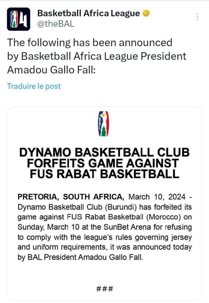 KUF_ASBL's tweet photo. #Update
Bategetswe kuva mu ma Hôtel barimwo bagataha mu Burundi.
Inkuru ya nyuma turonse,n'uko abakinyi ba #Dynamo_BBC bari baserukiye Uburundi muri Africa y'epfo bahejeje gusezerwa mur'izo nkino kuko barenze ku mategeko,bagakina banyegegeje ikimenyetso ca #VISITRWANDA. https://t.co/WCkyoZKnFb