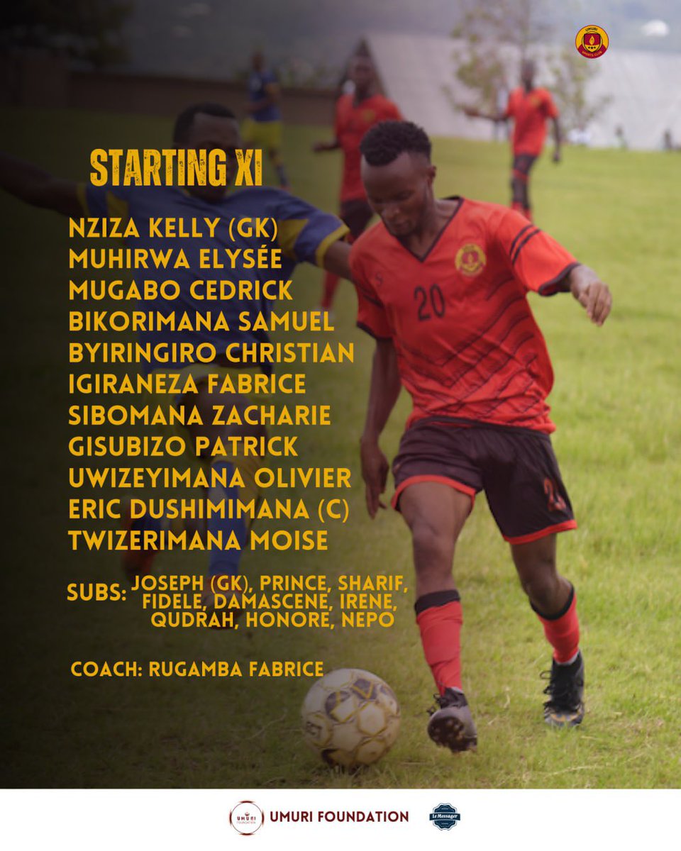 Here's the lineup that's about to ignite the stadium! 🔥 Presenting our powerhouse Starting XI, fueled up and ready to conquer the game! 💪⚽️ Let's make every moment count! #UmuriSportsClub #UmuriAcademy