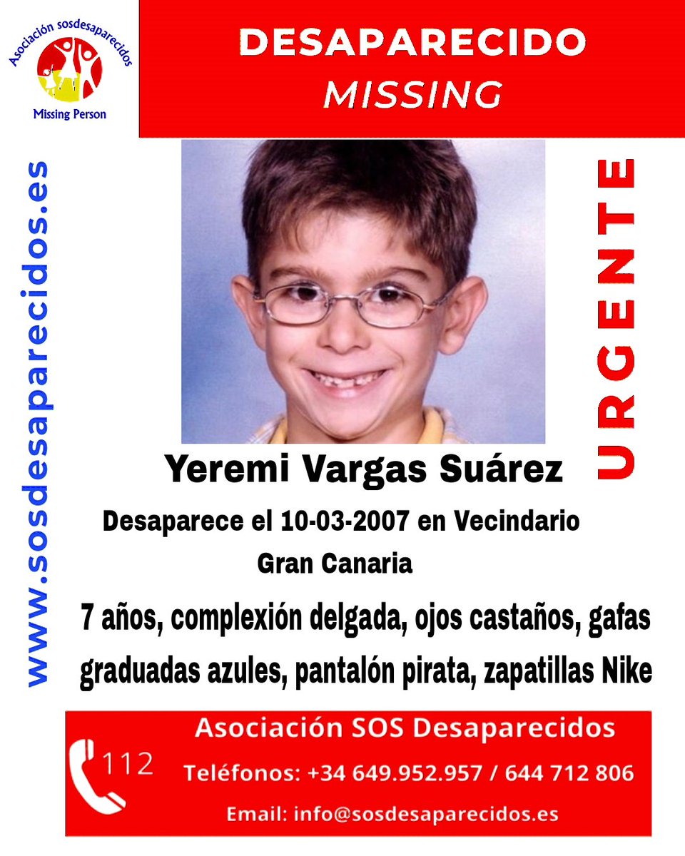 🆘 DESAPARECIDO
17 años sin Yeremi
#desaparecido #sosdesaparecidos #Missing #España Síguenos <a href="/sosdesaparecido/">ALERTA DESAPARECIDOS</a>