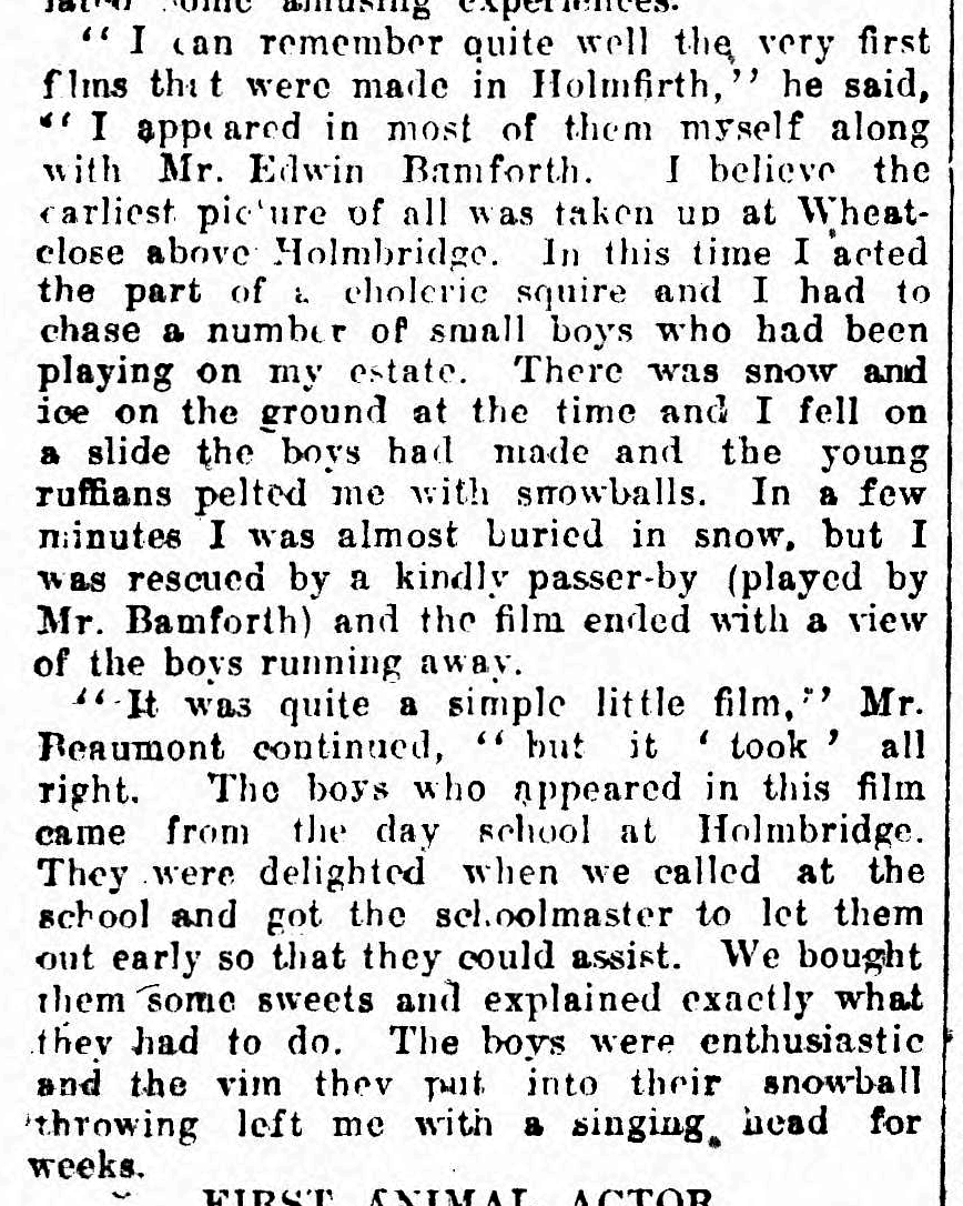 Hi <a href="/BFI/">BFI</a> -- I've just transcribed a 1926 article which provides the narrative to Bamforth's "Boys Playing in Snow" (Fred Beaumont plays the hapless squire) and suggests it was filmed earlier than 1900
player.bfi.org.uk/free/film/watc…
huddersfield.exposed/p/11a31
<a href="/Katina_Bill/">JetGrrrl</a> <a href="/TolsonMuseum/">Tolson Museum</a>