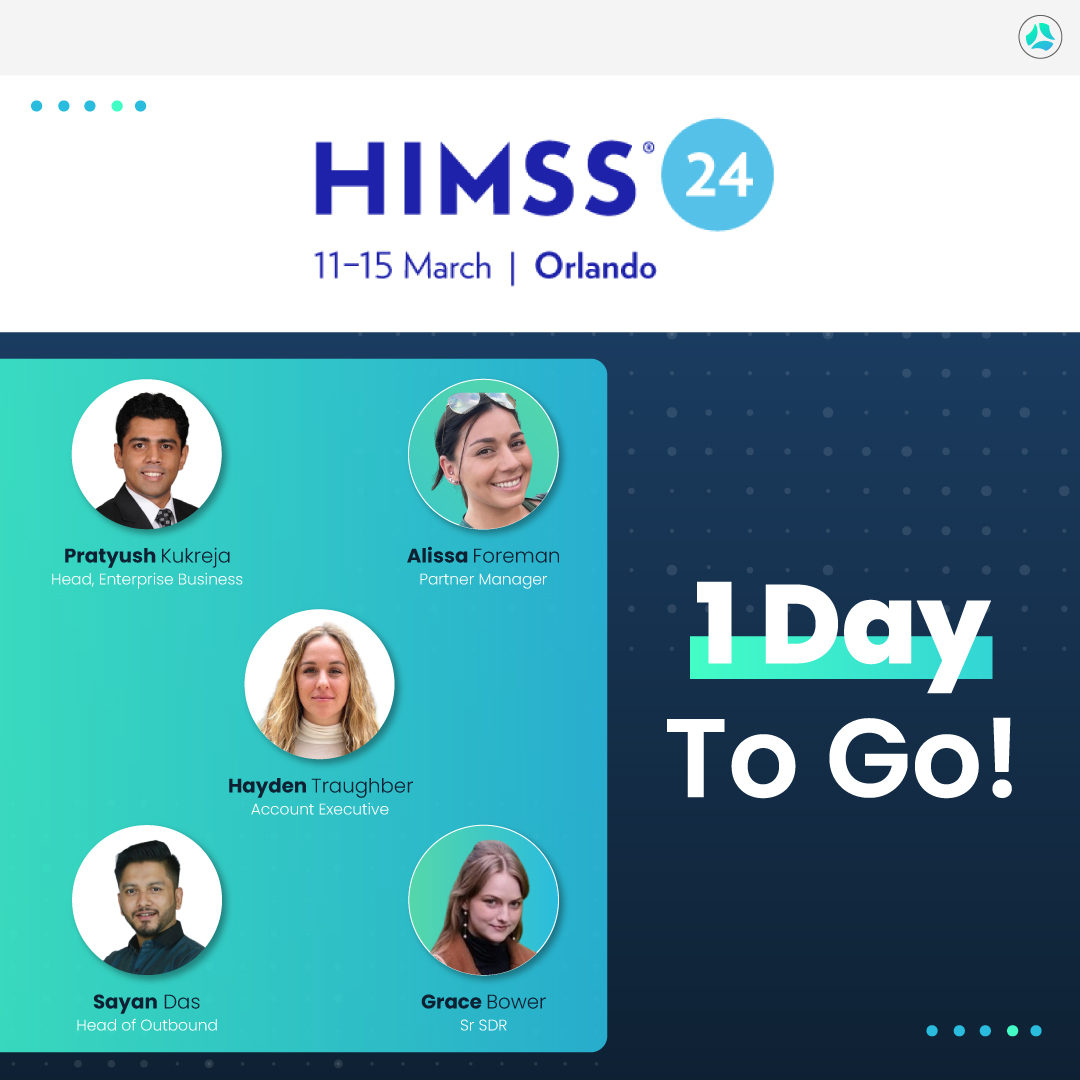 HIMSS24 is just one day away!⏳

Don’t forget to swing by booth no. 1117 and catch up with our team members—Hayden Traughber, Alissa Foreman, Grace Bower, Pratyush Kukreja, and Sayan Das!
 
#HIMSS24 #ScrutInAction #digitalhealthcare