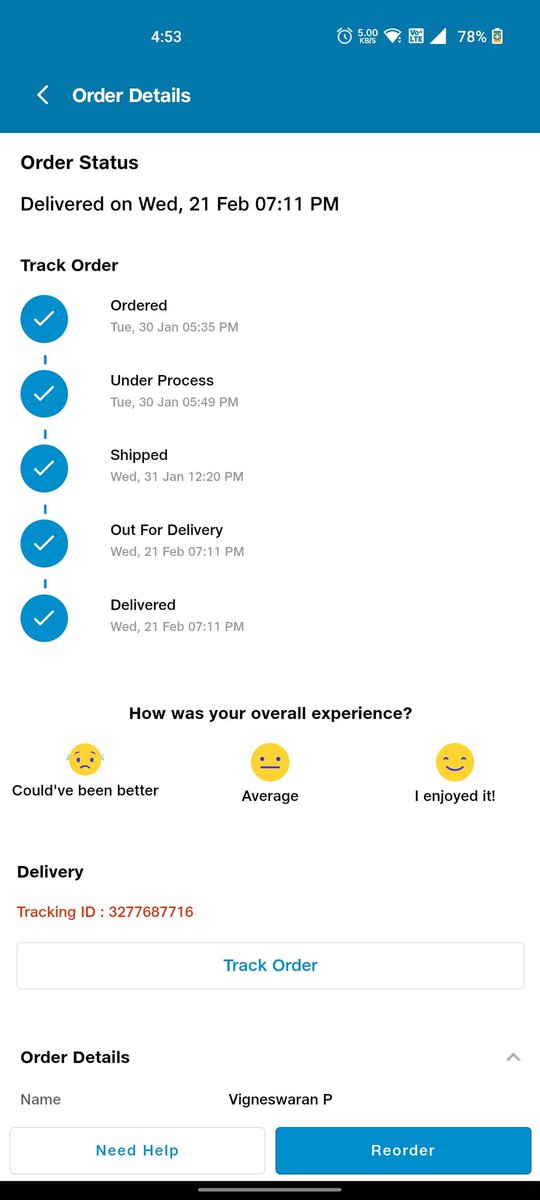 vigneswaran40's tweet photo. @JioMart I have ordered this product and didn't receive delivery but marked as Out of Delivery and Delivered at the same time the very next day on Feb 22, 2024 I raised a complaint against this but it was closed saying I gave the OTP.  Neither I get OTP nor it was delivered. https://t.co/lBhNOp7mFK