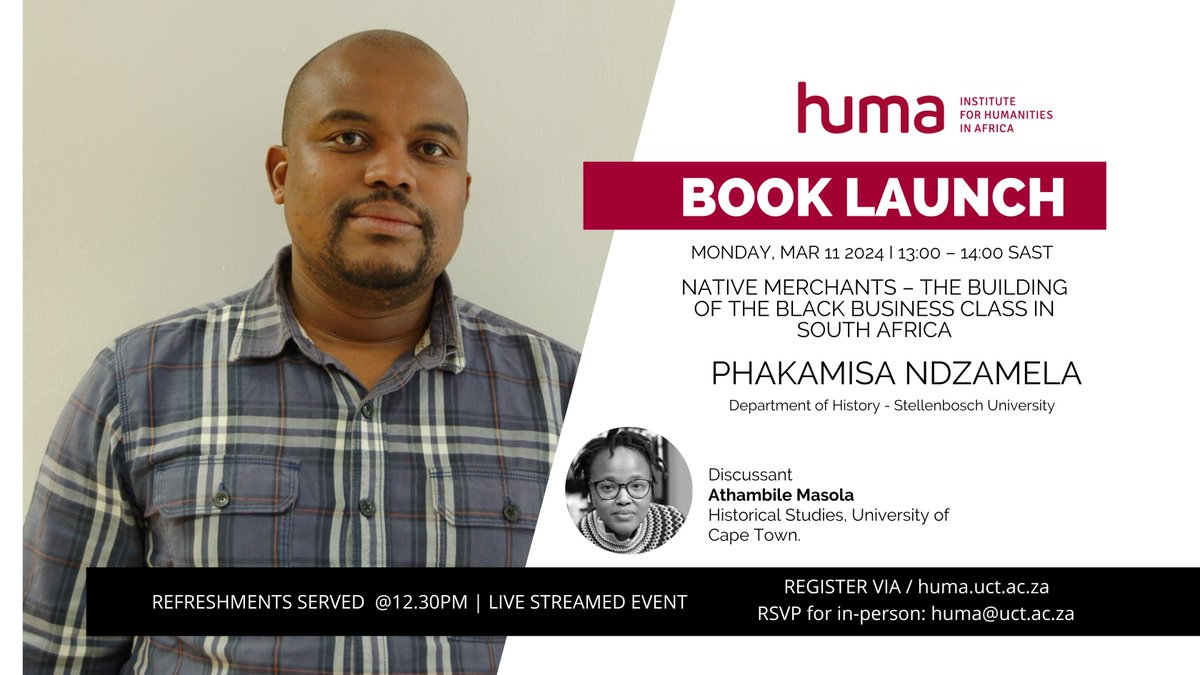 huma_africa's tweet photo. Join us for #HumaBookLaunch | ๐๐จ๐ง ๐๐๐ญ๐ก ๐๐๐ซ | with ๐๐ก๐๐ค๐๐ฆ๐ข๏ฟฝ๏ฟฝ๏ฟฝ๏ฟฝ๐ ๐๐๐ณ๐๐ฆ๐๐ฅ๐ | Huma Seminar Room, 4th Floor, Humanities Building.
โฐ ๐๐:๐๐ ๐๐ ๐๐๐๐
In person? RSVP to ๐ก๐ฎ๐ฆ๐@๐ฎ๐๐ญ.๐๐.๐ณ๐ https://t.co/mQlcR75OGN