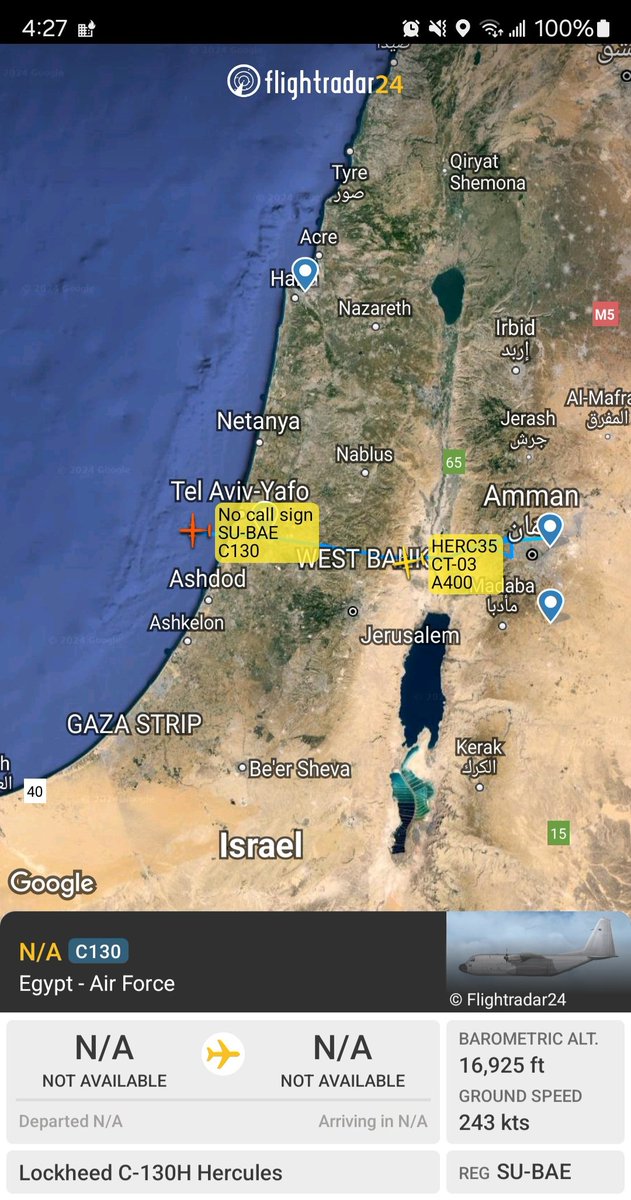 Borrowed7Time's tweet photo. The humanitarian assistance airdrops into Gaza continue:

Egypt AF SU-BAE #010078 

Belgium AF A-400M CT-03 #44F683 as HERC35
@SomeFrench1991 @LebanonJets @NataschaMG https://t.co/9wwD5DukyN