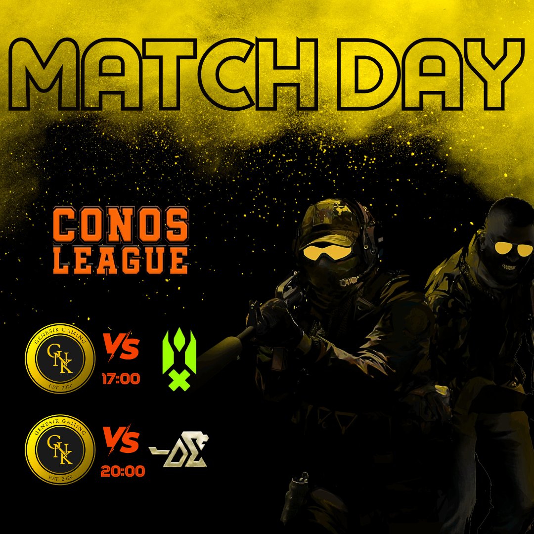 GENESIK GAMING (@genesikgaming) on Twitter photo 🎖️MATCH DAY🎖️
💛CONOS LEAGUE l CS2
🖤Fase de grupos <a href="/ConosLeague/">Conos League</a>
🆚<a href="/MagnaEsport/">MAGNA ESPORTS</a>
⏰17:00hrs🇪🇸
🆚@DarkLionsET
⏰20:00hrs🇪🇸
📡twitch.tv/genesikgaming // twitch.tv/kar_chic
🎙️<a href="/KarenMusto7/">Kar_Chic</a>
Plantilla de hoy:
🧠<a href="/sinmorecs/">sinmorecs</a>
💥<a href="/Adrian_Mika/">Sama</a>
💣<a href="/INFERMain/">INFER</a>
🔆<a href="/SerenoSuper/">SuperSereno</a> 🎖️MATCH DAY🎖️
💛CONOS LEAGUE l CS2
🖤Fase de grupos <a href="/ConosLeague/">Conos League</a>
🆚<a href="/MagnaEsport/">MAGNA ESPORTS</a>
⏰17:00hrs🇪🇸
🆚@DarkLionsET
⏰20:00hrs🇪🇸
📡twitch.tv/genesikgaming // twitch.tv/kar_chic
🎙️<a href="/KarenMusto7/">Kar_Chic</a>
Plantilla de hoy:
🧠<a href="/sinmorecs/">sinmorecs</a>
💥<a href="/Adrian_Mika/">Sama</a>
💣<a href="/INFERMain/">INFER</a>
🔆<a href="/SerenoSuper/">SuperSereno</a>