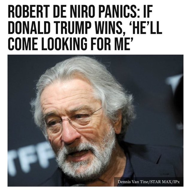 DeepBlueCrypto's tweet photo. @KariLake Woke Hollywood actor Robert DeNiro thinks that if Donald Trump wins… he’ll come looking for him 

Stop acting as if you’re so important
 
You aren’t https://t.co/zu8bKXF6Ug
