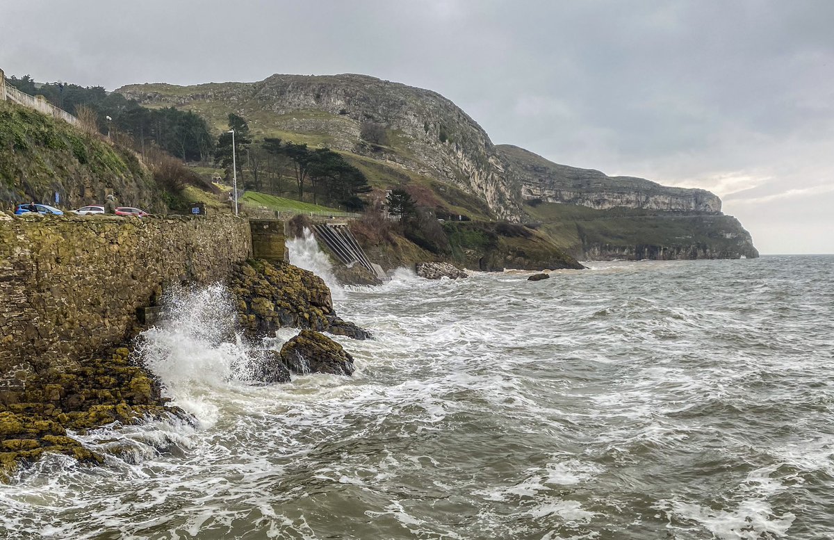 Sunday morning in Llandudno, a brooding sky and crashing waves.