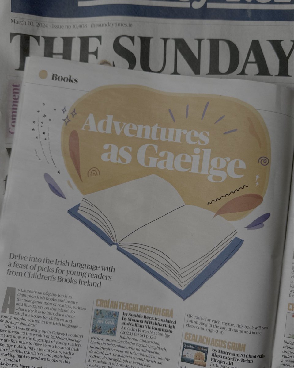 Children's Books Ireland (@kidsbooksirel) on Twitter photo In this weeks <a href="/ST__Ireland/">The Sunday Times Ireland</a> , Laureate na nĂg <a href="/PForde123/">Patricia Forde</a> is Giving Leabhar Gaeilge with a brilliant selection of Irish reads from our new reading guide.
You might not be a gaeilgeoir, but if you even have just a cĂčpla focail, Seachtain na Gaeilge is the perfect time to pick In this weeks <a href="/ST__Ireland/">The Sunday Times Ireland</a> , Laureate na nĂg <a href="/PForde123/">Patricia Forde</a> is Giving Leabhar Gaeilge with a brilliant selection of Irish reads from our new reading guide.
You might not be a gaeilgeoir, but if you even have just a cĂčpla focail, Seachtain na Gaeilge is the perfect time to pick