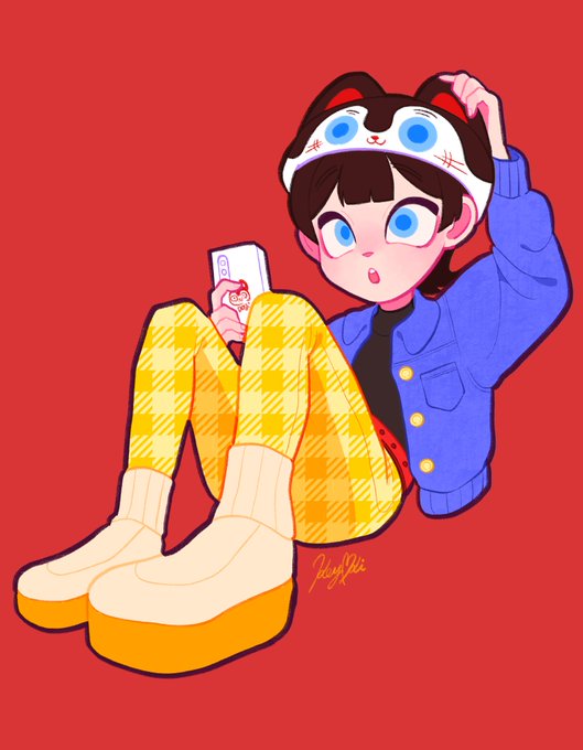 「looking at viewer plaid pants」 illustration images(Latest)