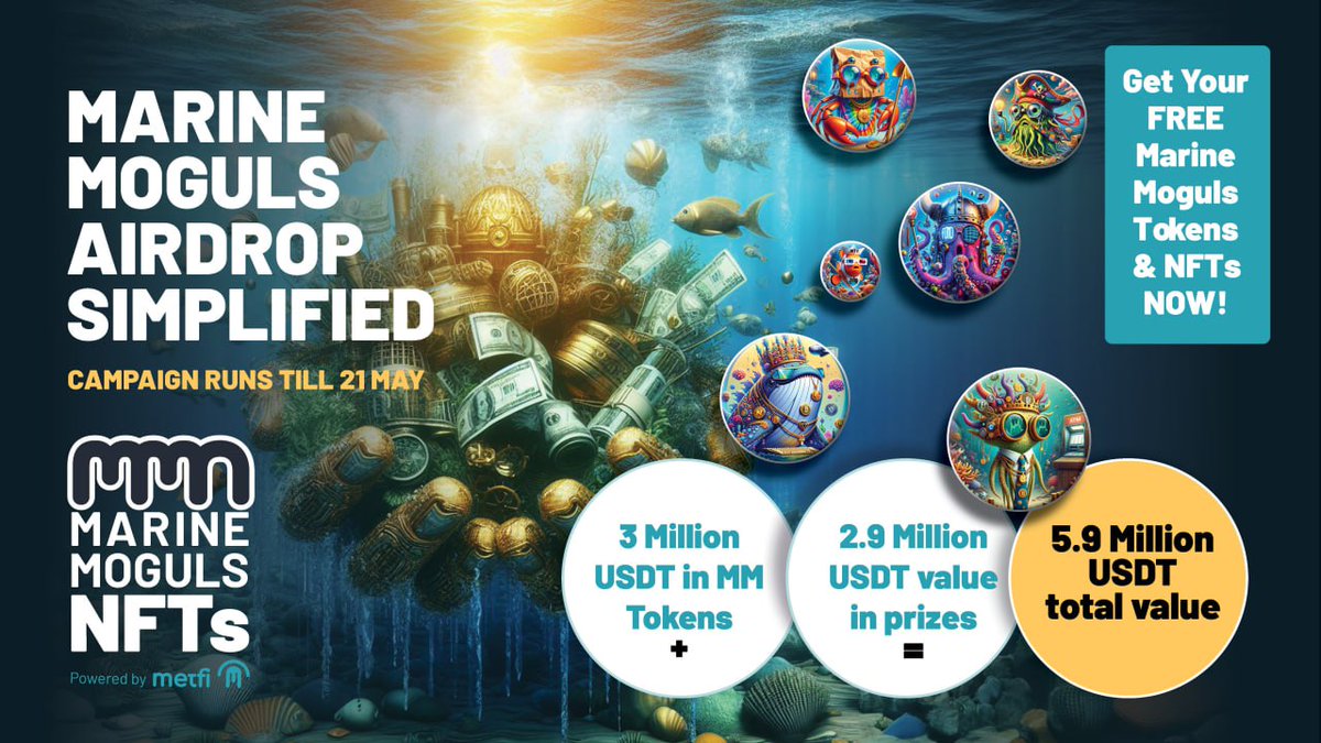 🚀75 days left to stack your #Erc404 MOGUL Tokens &amp; NFTs
5.9M USDT value will be airdropped 💎🌊
Get yours now! 🔗 marinemoguls.com

🍁 Instant liquidity
🍁 Fractional NFT ownership
🍁 10,000 Tokens + collectible NFTs
🍁 2.9 Million USDT value in prizes embedded to #NFTs