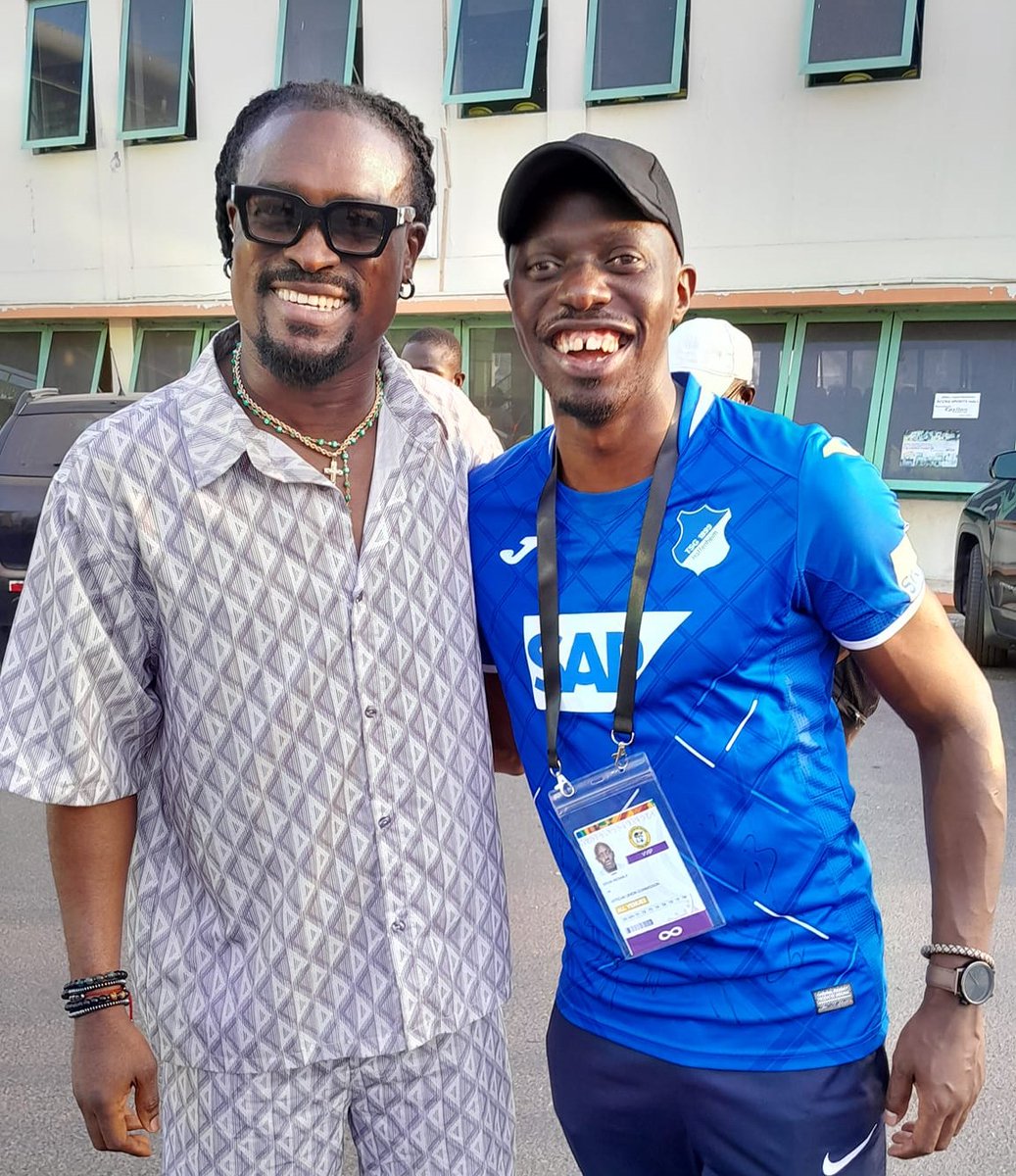 Chance meetings with #AfricanFootball greats Jimmy Adjovi-Boco and Derek Boateng in Accra 🇬🇭 on the sides of the ongoing @Accra2023AG. #Legends #AfricanGames2023