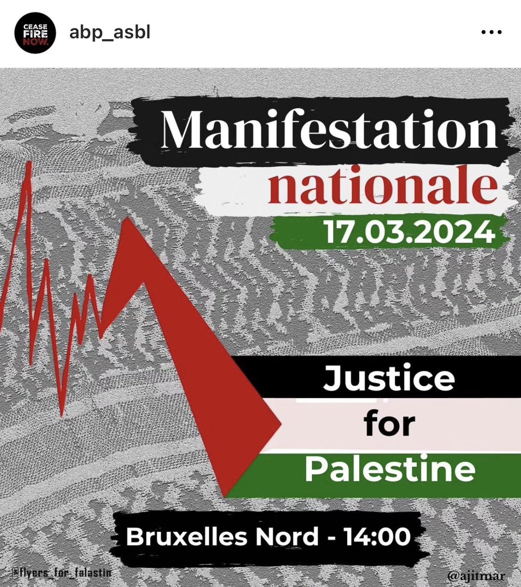 RT APPRÉCIÉS Les amis de Belgique, une manifestation nationale en soutien au peuple palestinien se tiendra le dimanche 17 mars (c’est la semaine prochaine), 14h, départ à la Gare du Nord de Bruxelles. Partagez autour de vous et venez nombreux 🤍🇵🇸