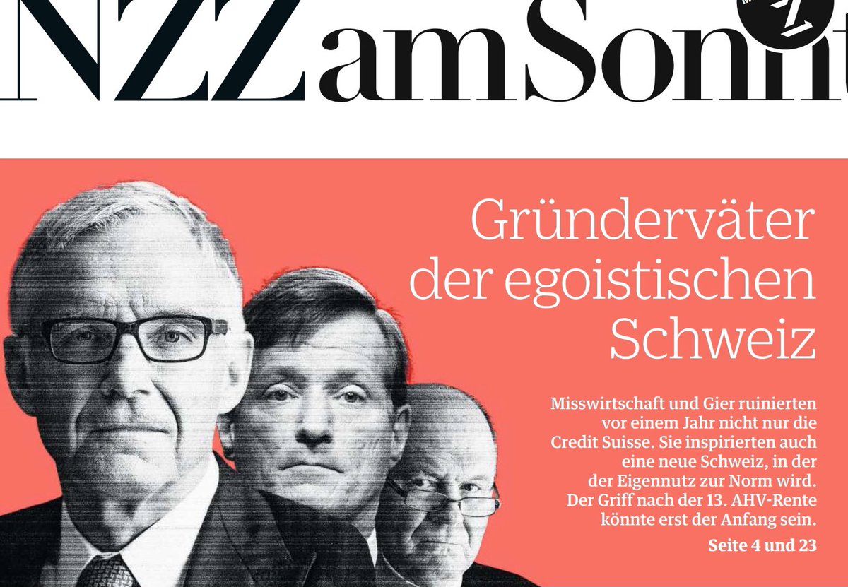 kho_zh's tweet photo. Ja, klar - die #AHVx13 wollen wir ja alle nur, weil sie bei der CS so übertrieben haben mit der #Gier.
Analysekompetenz bei der #NZZaS wieder mal auf Topniveau! https://t.co/8kByL3NmKy