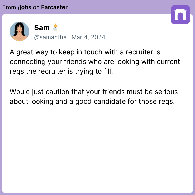 Did you know <a href="/developer_dao/">Developer DAO (🧱, 🚀)</a> has got a channel on <a href="/farcaster_xyz/">Farcaster</a> - also did you know you can find epic tips on how to get hired in web3 across many different channels such as the /developerdao /jobs &amp; /talent channels?