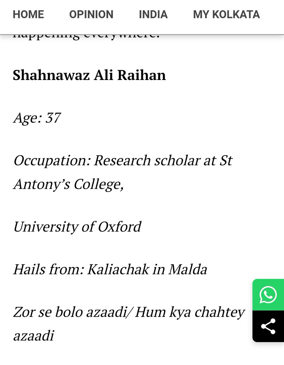 subhsays's tweet photo. TMC's candidate of Maldah Dakshin - Shahnawaz Ali Raihan .

1.Face of ANTI CAA protest in Foreign 
2. Raised AZADI slogan against India
3.  Spoke On 'Muslim' Literary Modernity in colonial Bengal
4. Gave interview saying muslims will reclaim Babri

Ticks all boxes for being TMC https://t.co/ur846Elt3y