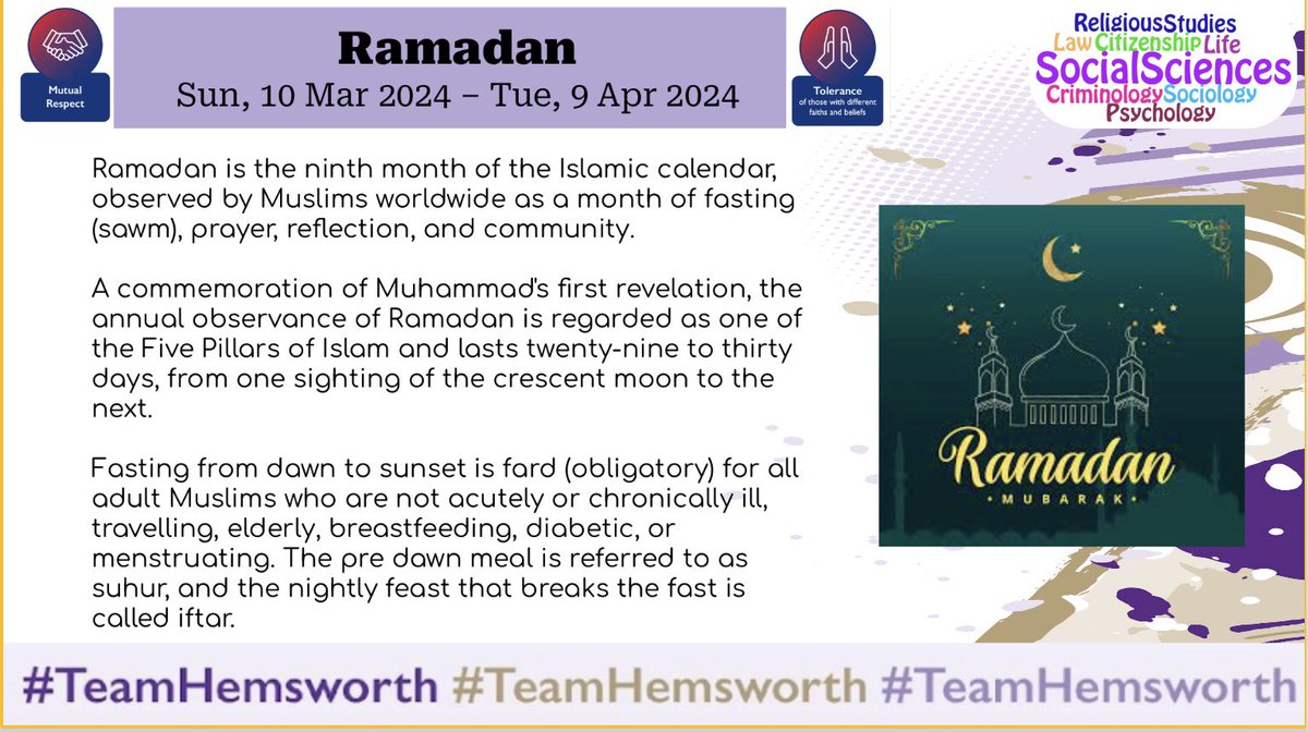 Do you know why the festival of Ramadan is so important to the Islamic faith? #itswhoIam #religiousfestivals #teamhemsworth
