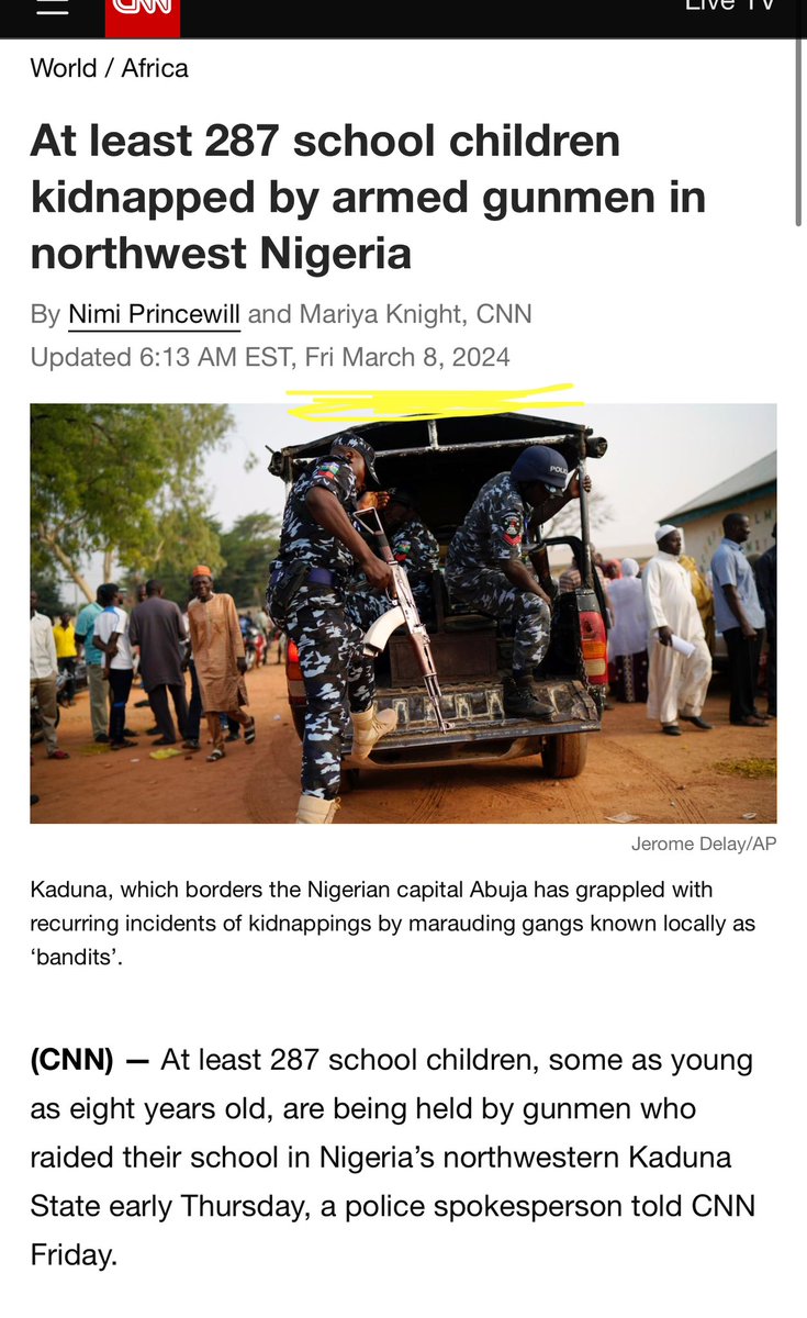 In case you missed it!!!

287 CHILDREN were KIDNAPPED in NIGERIA TODAY,
by………..wait for it:

ISLAMIC JIHADIST…. Or as the kids these days call them
“FREEDOM FIGHTERS”

Sound Familiar…..

Why is this not EVERY WHERE being posted by EVERYONE?

I’m personally down to hit the