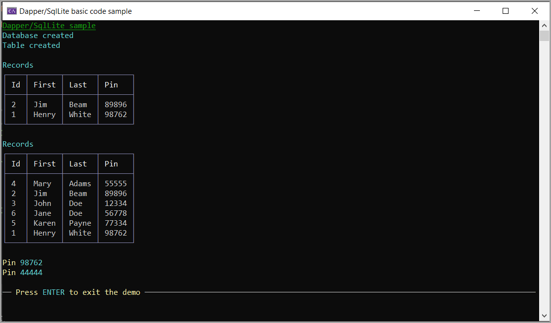 KarenPayneMVP's tweet photo. Dapper/SQLite basic code sample
https://t.co/JleJ3x3qnA
#csharp #dapper #sqllite #visualstudio #vs2022 https://t.co/ZQkU8LwpgZ