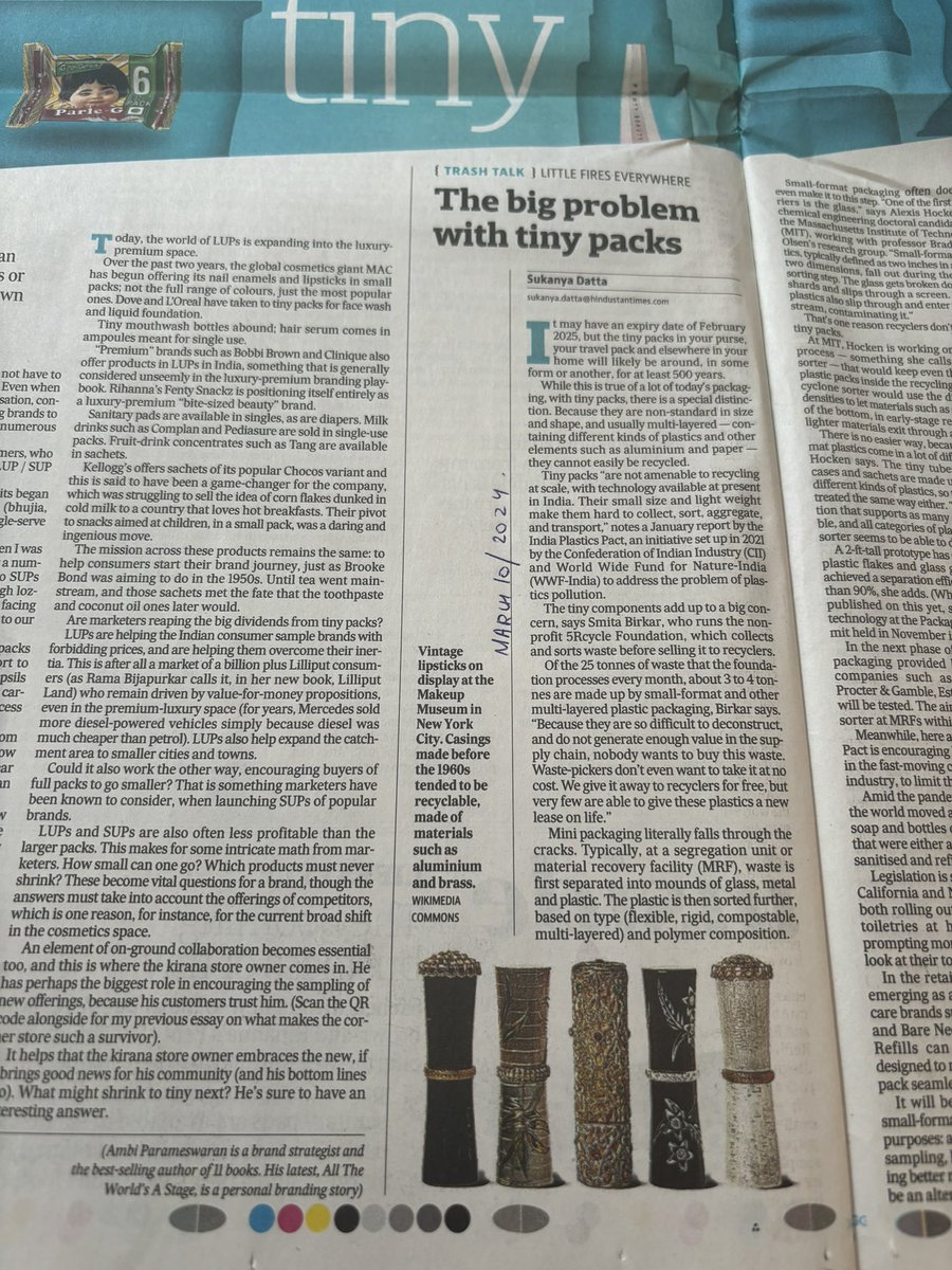 SethiRuchikaT's tweet image. “The big problem with tiny packs- Little Fires Everywhere”

@CimGOI @PiyushGoyal @FollowCII @ficci_india @moefcc @CPCB_OFFICIAL 

#Wasteburning is rampant across cities-the smaller packs are a huge pollution-load. 

Develop #refillable #reusable systems
@datta_sukanya @htTweets