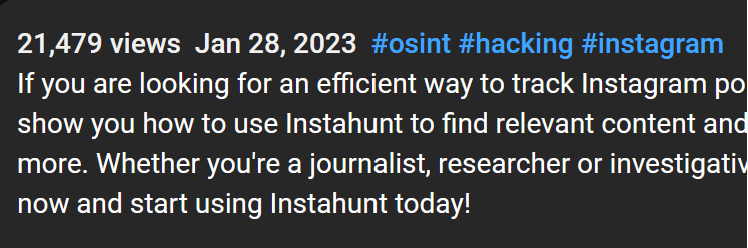 I found out today that there is a tutorial for instahunt.co with 20K+ views in Spanish?!

It's such a cool feeling to see something you have built used by so many people

#OSINT #GEOINT #SOCMINT