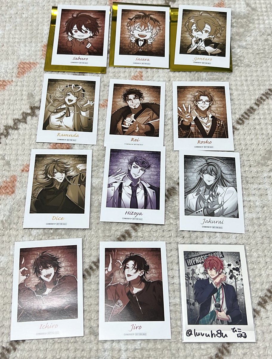 luvuh8u's tweet photo. 【交換】ヒプマイ Flava Flava2 アニメイト 特典 インスタント風フォトカード

【譲】
前期：一郎、二郎、乱数、帝統、盧笙、零、寂雷、獄
後期：三郎、簓、幻太郎

【求】
前期：空却
後期：空却、一二三

まとめてのお取引希望です。
郵送、または3/13池袋手渡し。
よろしくお願いいたします。 https://t.co/0ACZB3plNo
