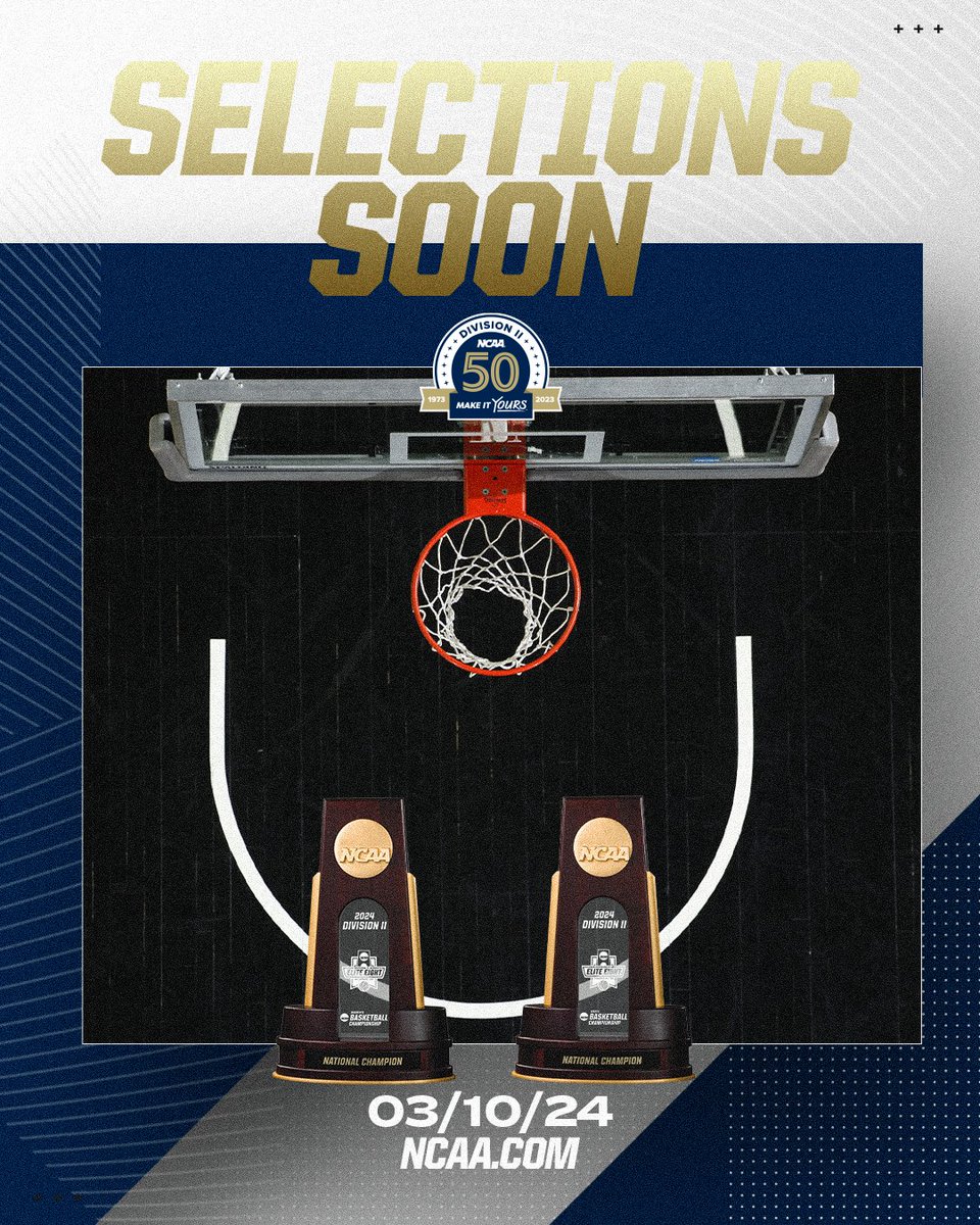 NCAADII's tweet image. SELECTION SUNDAY IS HERE❗️🎉
#D2WBB
⏰ 10:30 PM ET
🔗 on.ncaa.com/D2WBBsp
#D2MBB
⏰ 11 PM ET
🔗on.ncaa.com/D2MBBsp