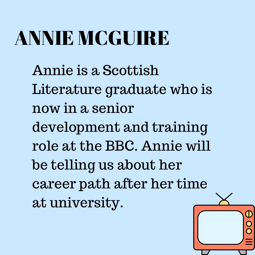 Annie McGuire works in broadcasting and will be telling us about her career path after her studies. We are looking forward to hearing more about Annie’s exciting experience! #uofgscotlitsoc #uofg #teamuofg