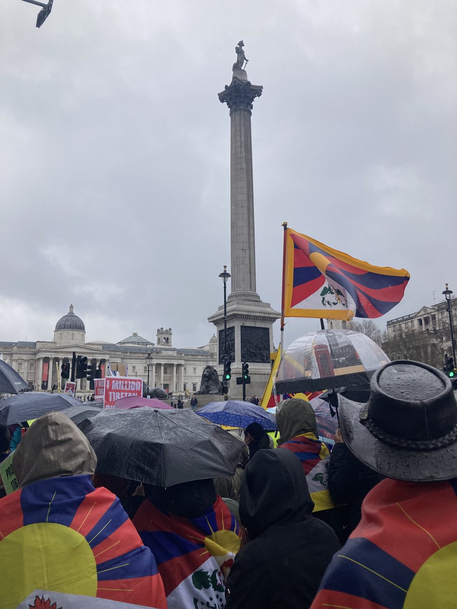 65th Anniversary of Tibetan National Uprising Day. We are marching through #London #TrafalgarSquare Tibetan resistance strong as ever. A great turnout of Tibetans and supporters despite the rain…