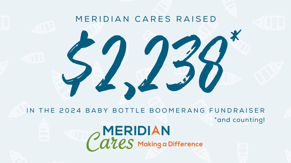 Thank you to everyone who participated in the Baby Bottle Boomerang fundraiser. Meridian Cares raised $2,238.19 (and counting!) for the Emergency Needs Fund!

To learn more about Meridian Cares and other ways to donate visit: meridian.mi.us/community/get-…