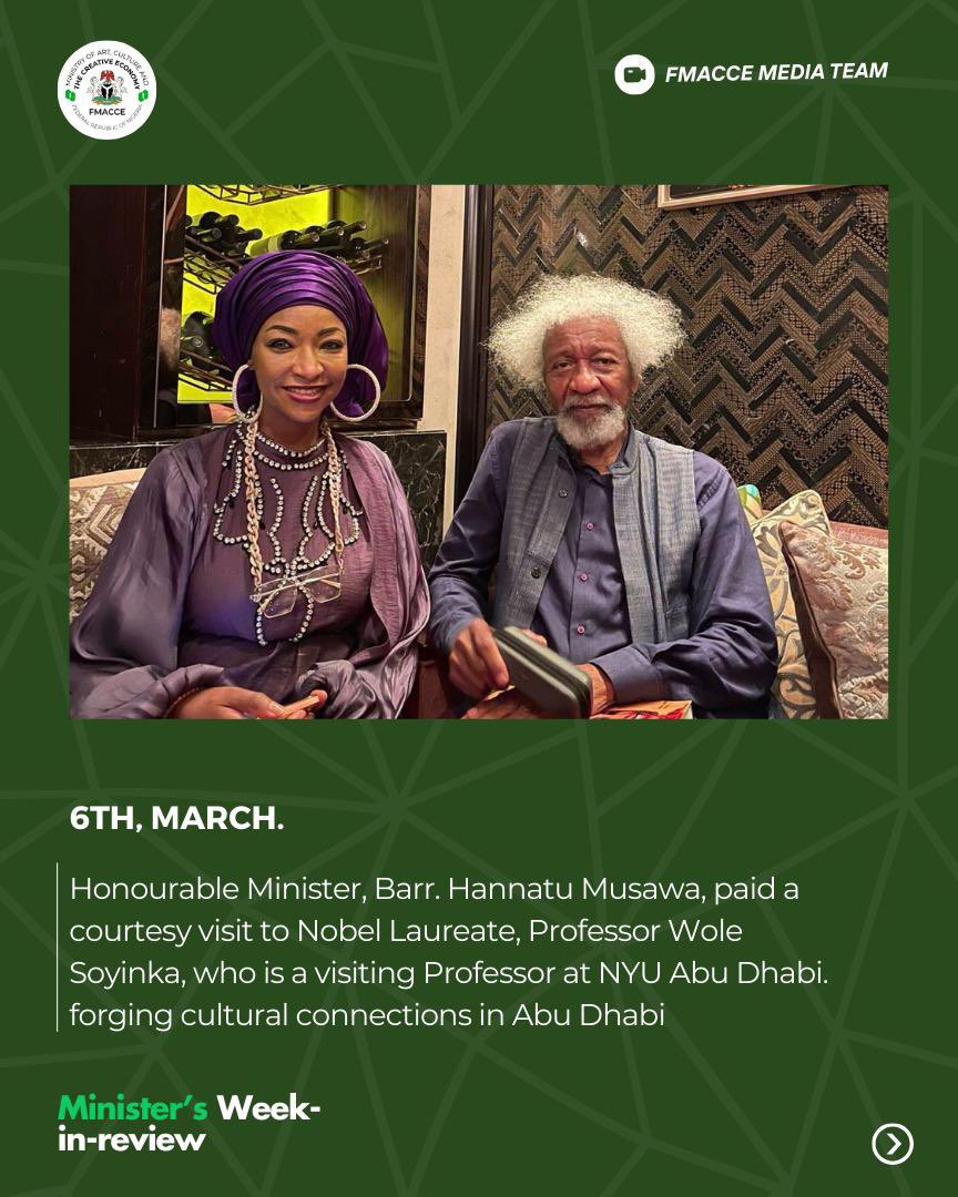 MrLoladee's tweet photo. Catch up on the creative buzz! Check out the latest initiatives from @FMACCE_Nigeria led by Minister @hanneymusawa this week. #SupportOurCreatives #FMACCENews https://t.co/bEu6bgAtyJ