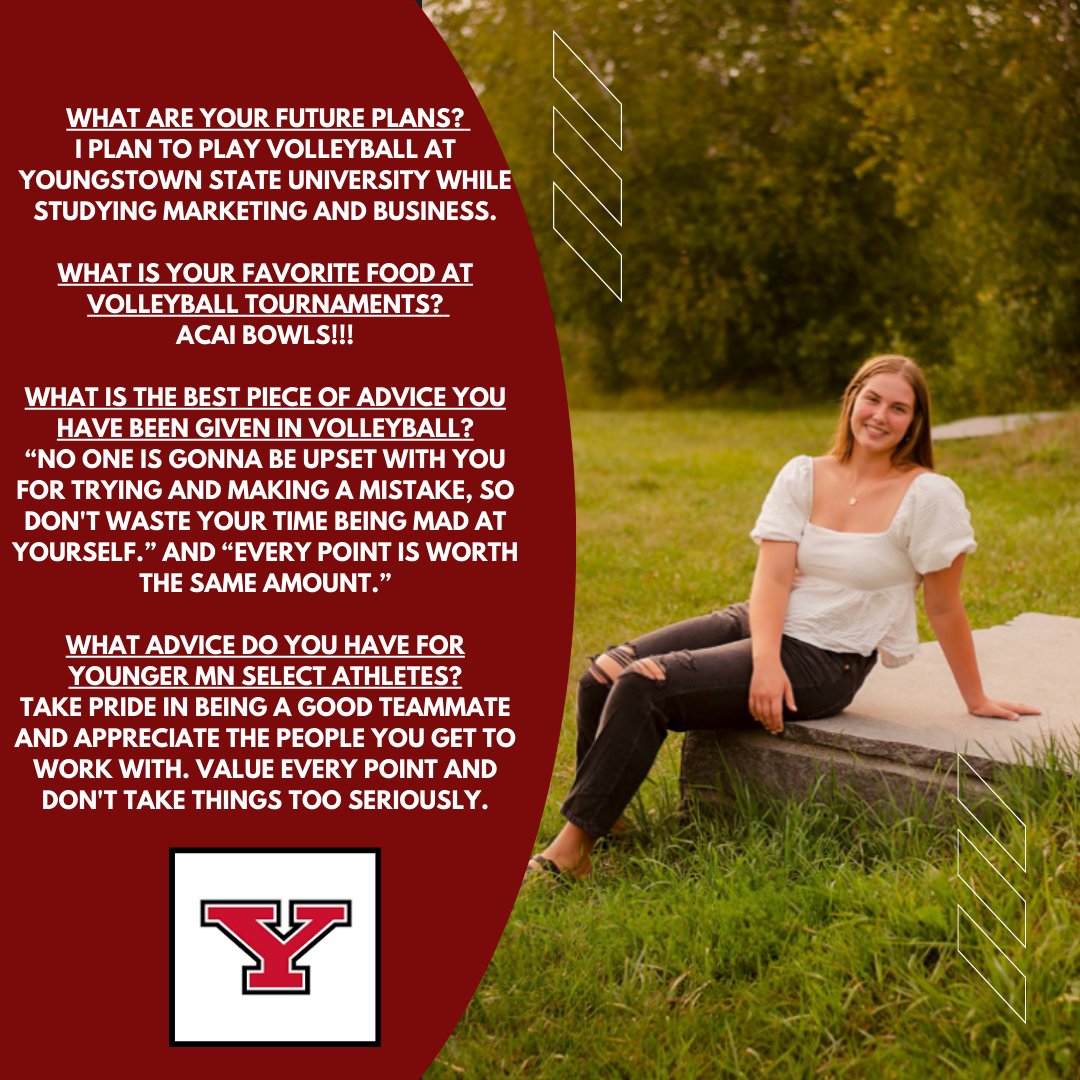 🎓 Senior Spotlight- Class of 2024!

👩🏼‍🎓 Kelsey Cooper 
🏐 Middle Blocker- 18-1
🏫 St. Croix Falls HS ➡️ Youngstown State University