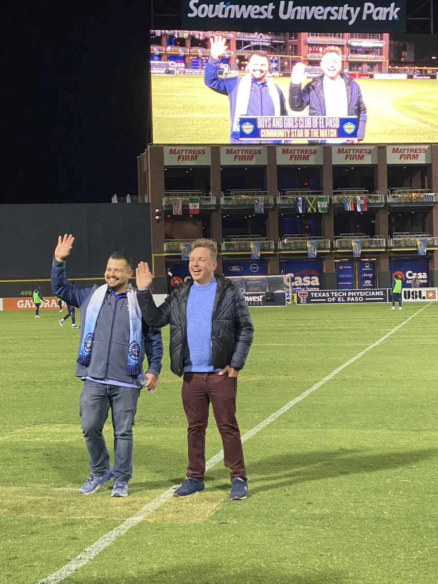 BgcElpaso's tweet photo. Thank you to the El Paso Locomotives for having us at the home opener! We were honored to be the Community Star of the match! #golocos https://t.co/5otMCaColp
