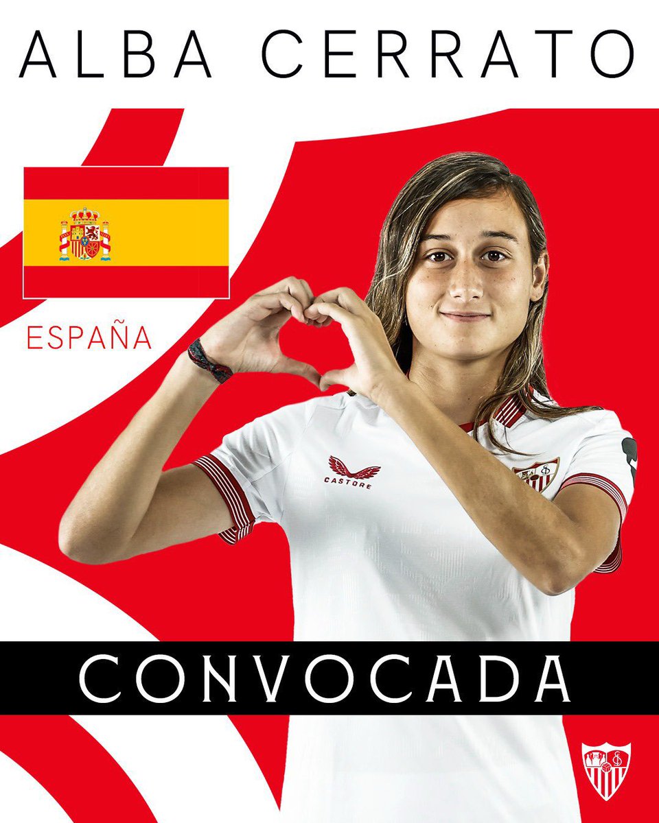 Sevilla FC Femenino (@sevillafc_fem) on Twitter photo 📋 INTERNACIONALES | <a href="/AlbaCerrato9/">Alba Cerrato</a>, convocada con la <a href="/SEFutbolFem/">Selección Española Femenina de Fútbol</a> sub-17 para buscar la clasificación de cara al Europeo de Suecia. 🇪🇸⚽️⚪️🔴
#SevillaFCFem #WeareSevillla #NuncaTeRindas 📋 INTERNACIONALES | <a href="/AlbaCerrato9/">Alba Cerrato</a>, convocada con la <a href="/SEFutbolFem/">Selección Española Femenina de Fútbol</a> sub-17 para buscar la clasificación de cara al Europeo de Suecia. 🇪🇸⚽️⚪️🔴
#SevillaFCFem #WeareSevillla #NuncaTeRindas
