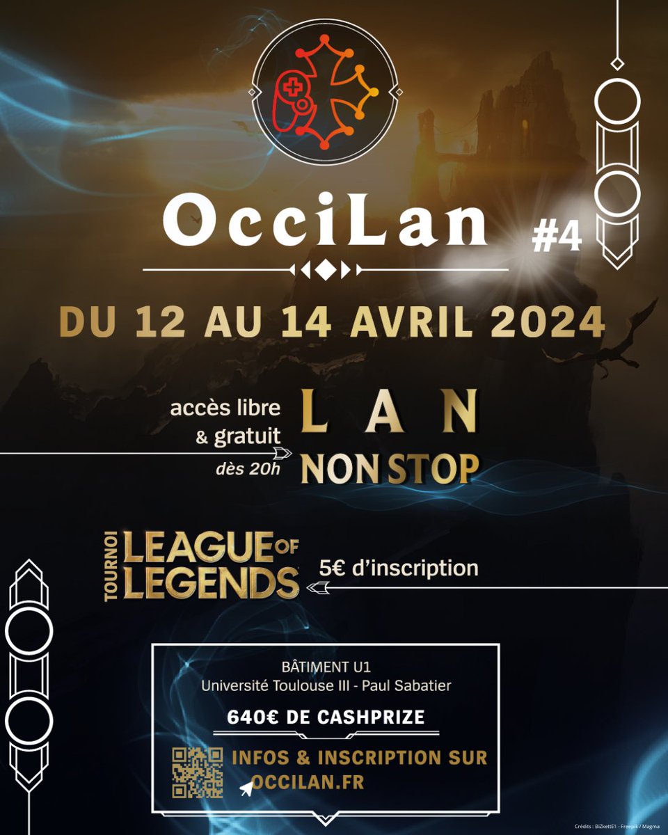 occilan's tweet photo. 📣 L'association J'occi et l'ensemble de ses partenaires ont le plaisir de vous présenter la 4e édition de l'Occilan !
🗓️ du 12 avril au 14 avril 2024 à 20h non-stop
📍 Bâtiment U1 - Université Toulouse - Paul Sabatier

#esports #gaming #toulouse #lan #tournoi #LeagueOfLegends https://t.co/UHEj64ZdON