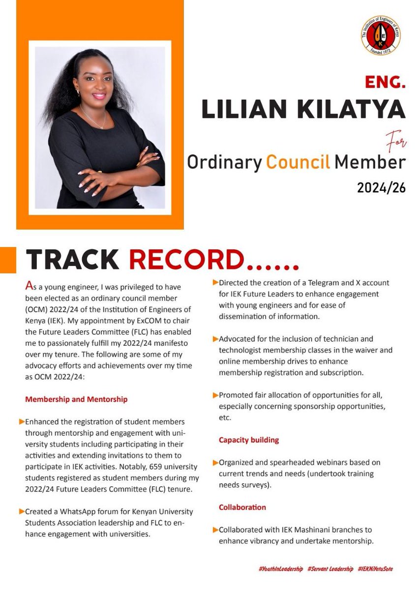 ephantuslaca254's tweet photo. Transformative leadership✅
Vote @KilatyaLilian for OCM 
#IEKDecides2024
#YouthinLeadership https://t.co/FFS5kUpr6T
