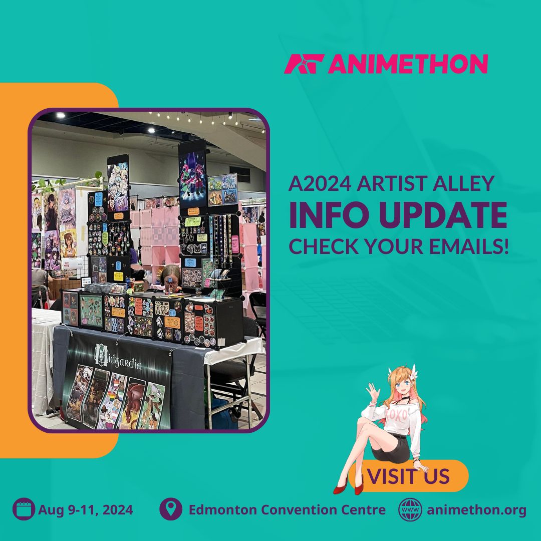 ✨ Attention Artists! Artist Alley confirmations are in your inbox! 📬✨ Double-check those emails. 🌟 For our waitlisted creators, fear not! Notifications are on the horizon. Stay tuned, and let the artistry unfold! 🌈 #ArtistAlleyMagic #CreativityUnleashed #animethon2024