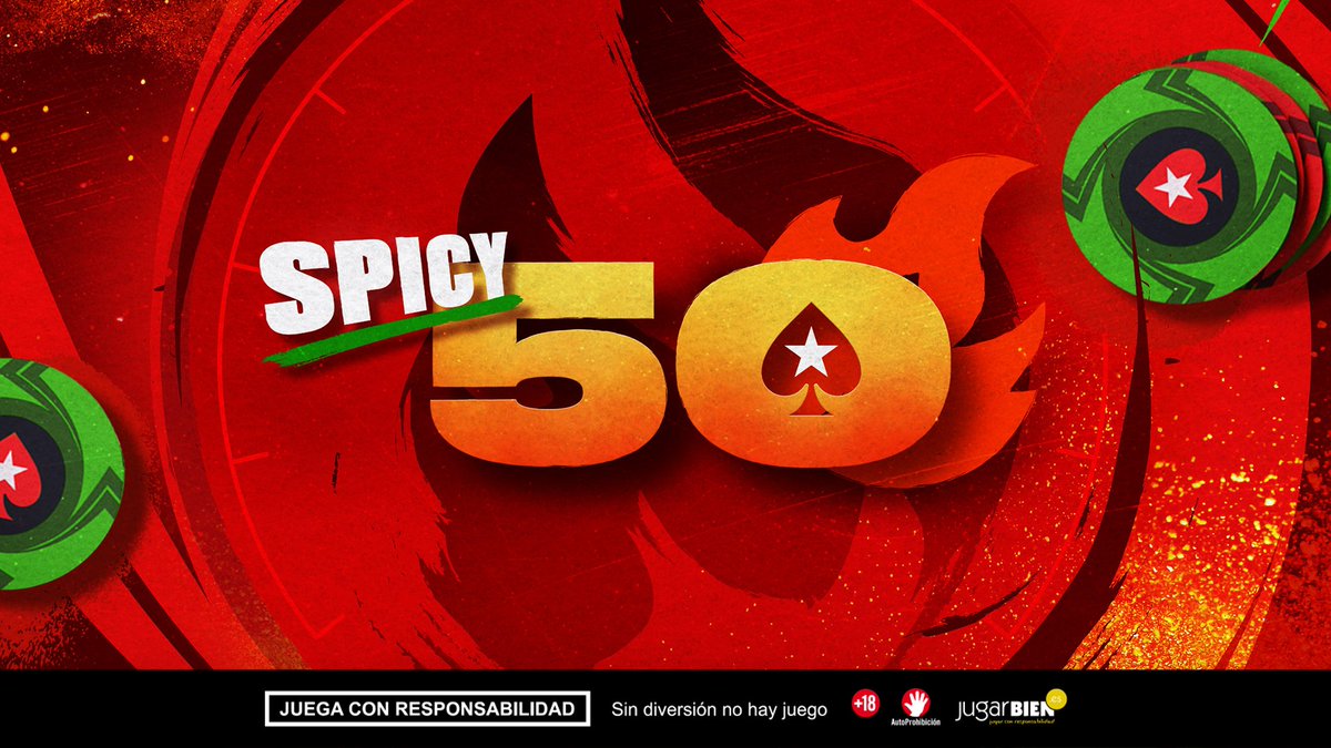 PokerStarsSpain's tweet photo. ¡Hoy tenemos #Spicy50! 🌶️ 🍛 

⏰ A las 20:00    
💶 50 € de buy-in 
🏆 150.000 € garantizados 

Puedes usar tu #BronzePowerPass para participar en este y otros torneos de 50 € de buy-in. 💃 🕺 https://t.co/M6UKRlW3sK