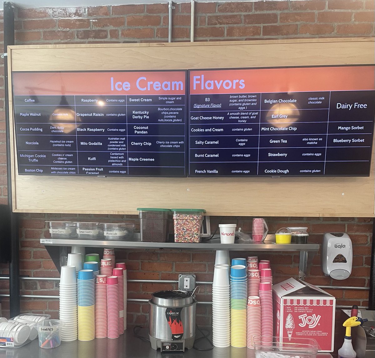 Here are the flavors at 899 Main Street for Sunday March 10.  Both stores close at 10PM.