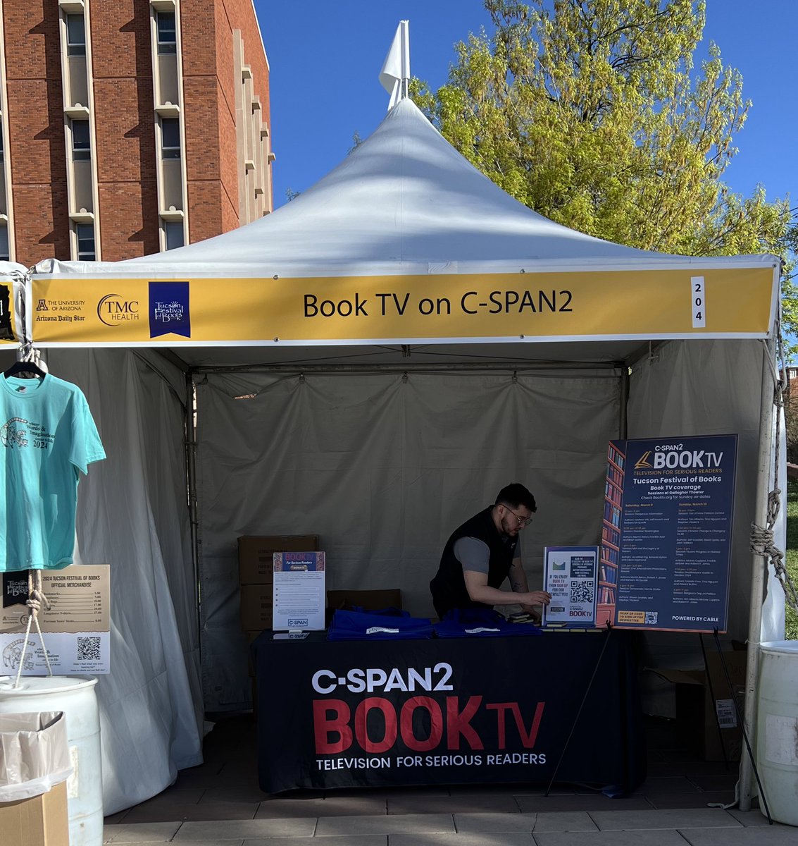 cspanChris's tweet photo. It’s a beautiful day @TFOB! Stop by our booth 204 for @BookTV swag &amp; a tote bag. ☀️📚 https://t.co/G9JveX5fyO